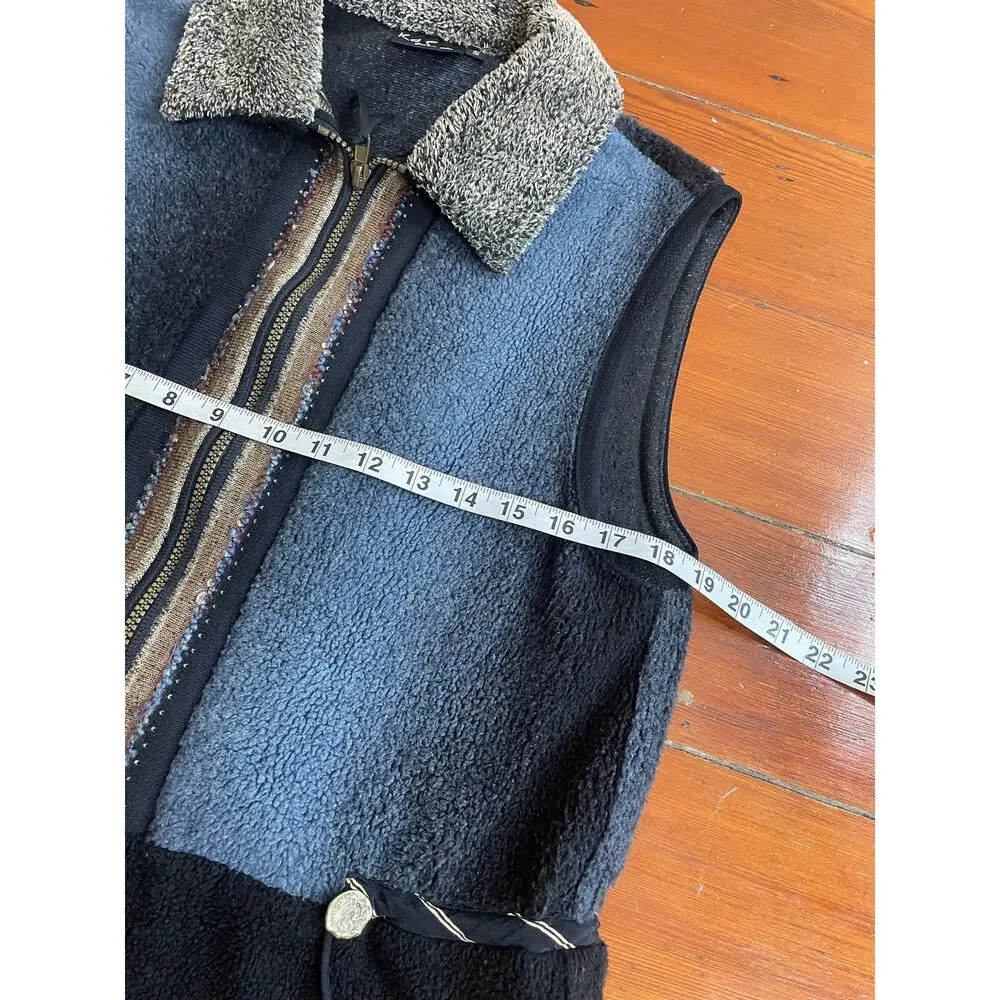 Vintage K.d. Spring Small Mixed Media Fleece Vest Wearable Art USA